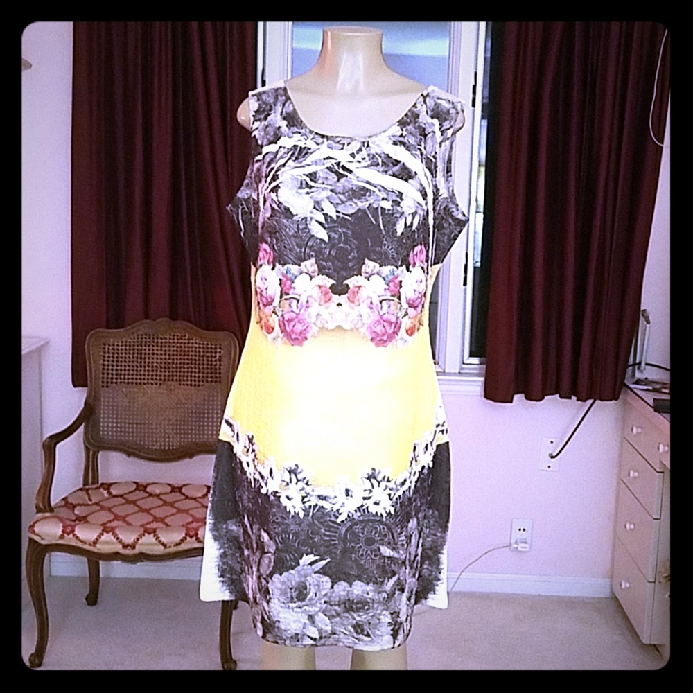 FANTAZIA SLEEVLESS MULTI-COLOR FLOWER  DRESS